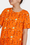 Zivame Girls Summer Treat Knit Poly Knee Length Nightdress - Autumn Sunset — thumbnail 5